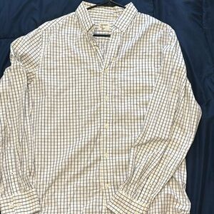 White and blue striped old navy slim fit dress shirt